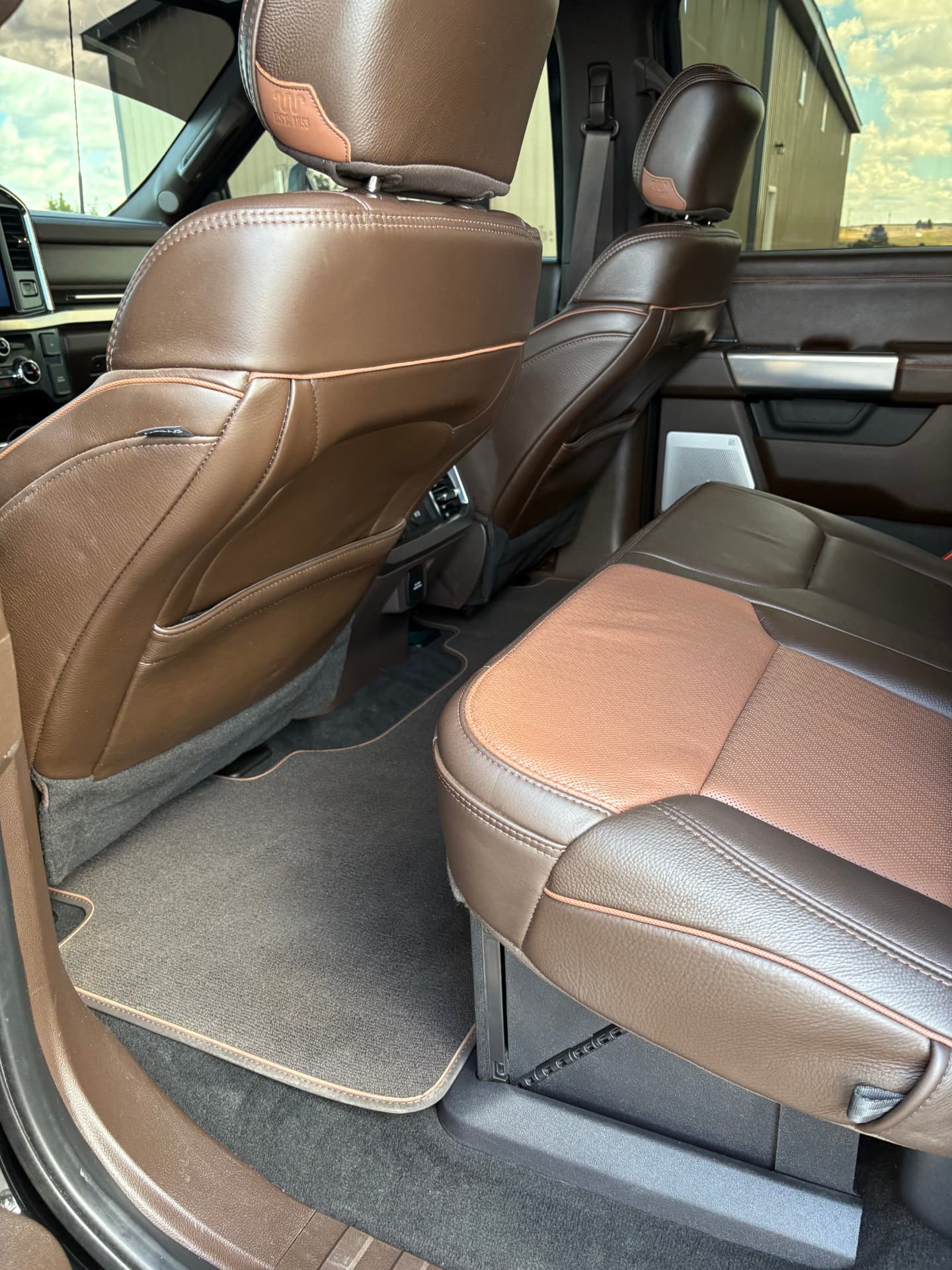Ford F-450 rear leather seats after detailing